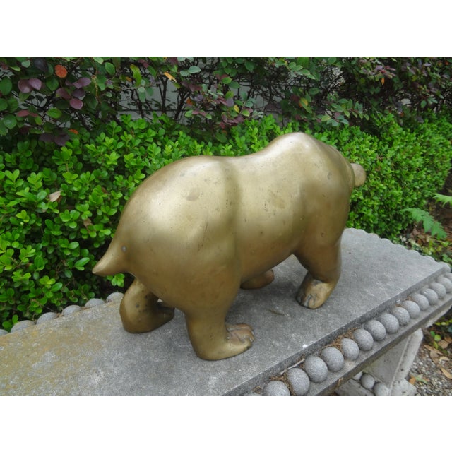 Metal Large Brass Bear Sculpture For Sale - Image 7 of 10