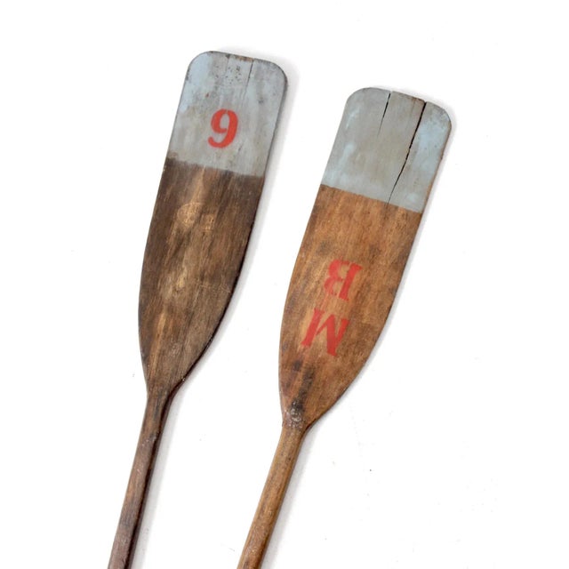 Brown Vintage Painted Wood Oars Pair For Sale - Image 8 of 9