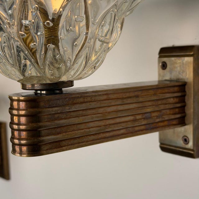 Sculptural Bullicante Glass Wall Sconces from Barovier & Toso, 1940s, Set of 2 For Sale - Image 12 of 18
