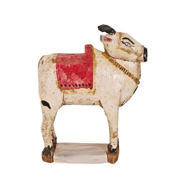 Mid 20th Century Wood Indian Cow Statue For Sale - Image 4 of 4