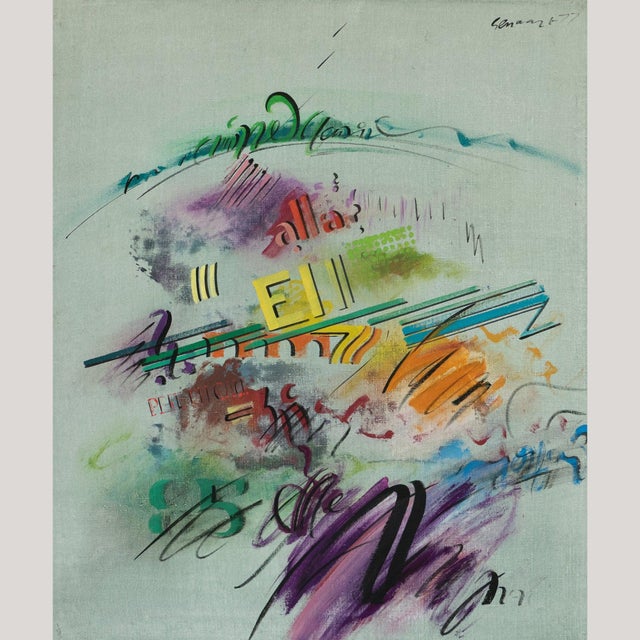 Adolf Genovart, Abstract Calligraphic Composition, Oil on Canvas For Sale - Image 5 of 5