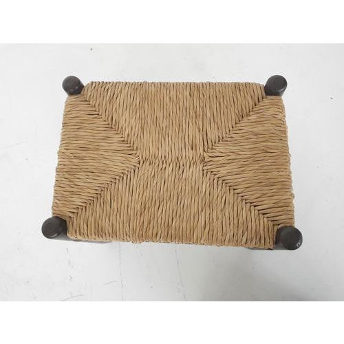 Vintage Rattan and Wooden Stool, France, 1960s For Sale - Image 4 of 5
