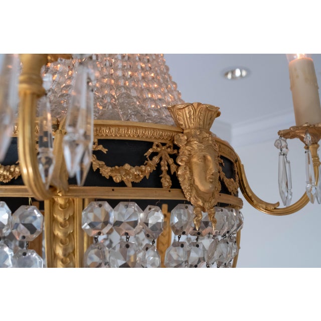 Glass Vintage French Empire Bronze & Crystal Early 20th Century Chandelier For Sale - Image 7 of 9