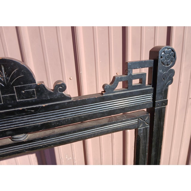 Black Antique Victorian Fireplace Screen Stand 1860s Original Black Lacquer For Sale - Image 8 of 12