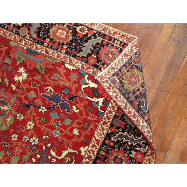Persian Early 20th Century Zabihi Collection Rare Jewel Toned Persian Heriz Serapi Rug - 8'8" x 10'9" For Sale - Image 3 of 10