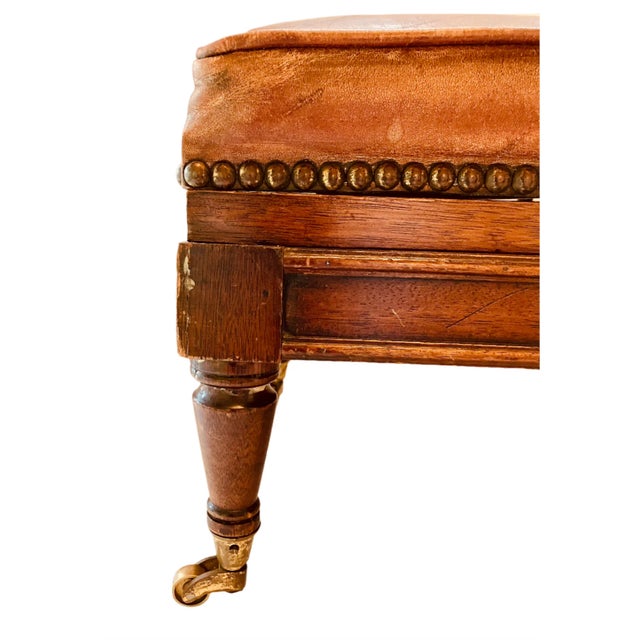English Late 19th Century Antique Mahogany and Leather Metamorphic Foot Stool For Sale - Image 3 of 3