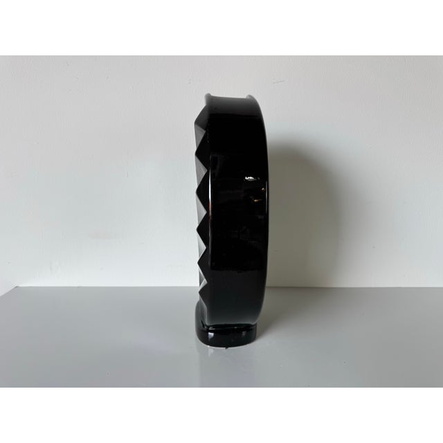 Ceramic 1980s Postmodern Art Deco Style Black Glazed Ceramic Vase For Sale - Image 7 of 9