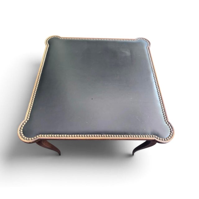 Rustic European 1930s Louis XV Style Game Table With Leather Nail Head Top For Sale - Image 3 of 17