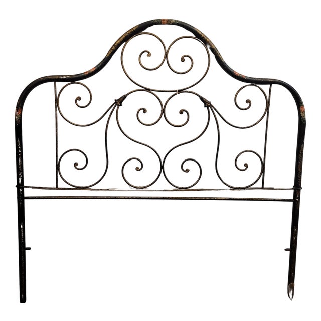 19th Century Bristol Wrought Iron Headboard with Floral Motifs, United Kingdom, 1890s For Sale