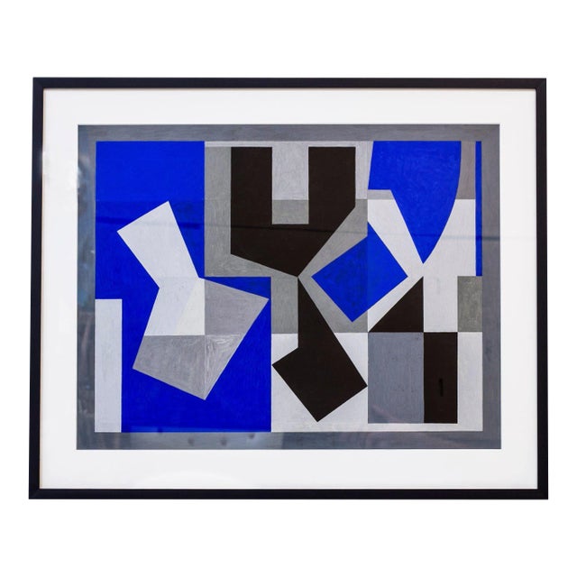 Gouache Painting Blue by Tore Nyberg, 1955 For Sale