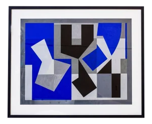 Gouache Painting Blue by Tore Nyberg, 1955