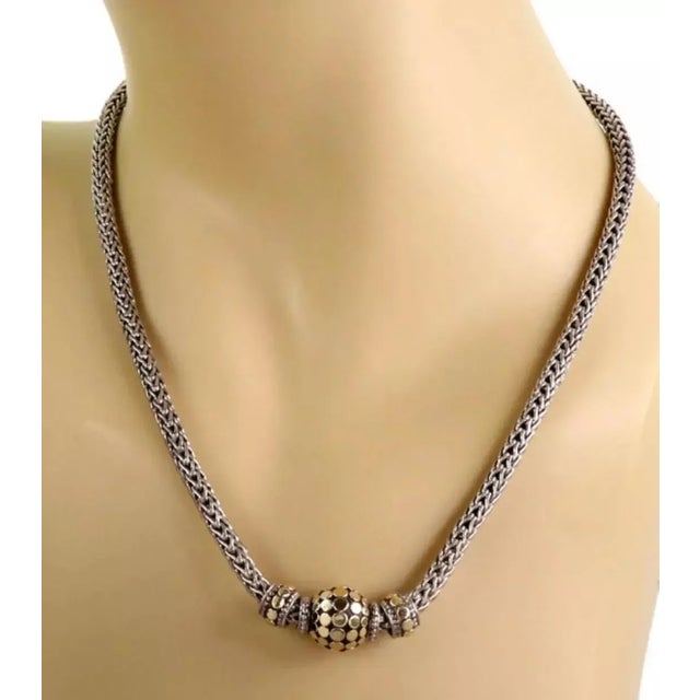 John Hardy 3 Bead Dot Sterling Silver 18k Yellow Gold Enhancer Pendant Necklace For Sale - Image 4 of 10