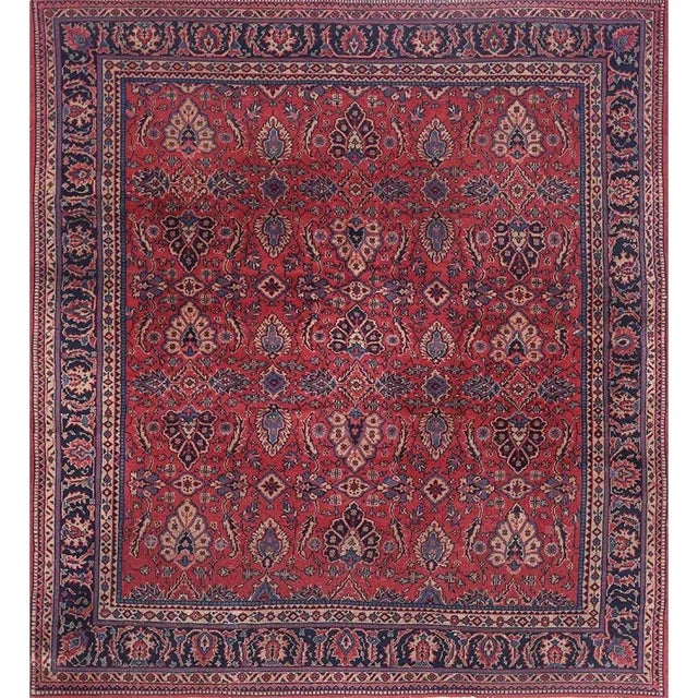 1950s Handwoven Turkish Sparta Area Rug 8'×8'9" For Sale In Dallas - Image 6 of 6