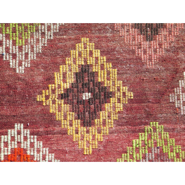 Mid 20th Century Mid 20th Century Vintage Turkish Handmade Kilim Boho Area Rug For Sale - Image 9 of 11