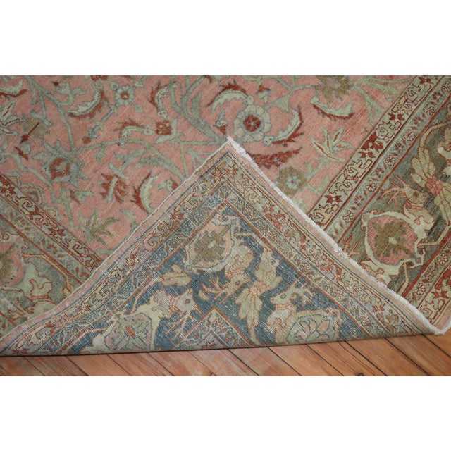 Deer Head Pink Antique Persian Bidjar Pictorial Room Size Rug For Sale - Image 13 of 18