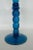 Spindle Pillar Blue Glass Tall Single Candle Stick Holder with Wavy Rim For Sale - Image 4 of 11