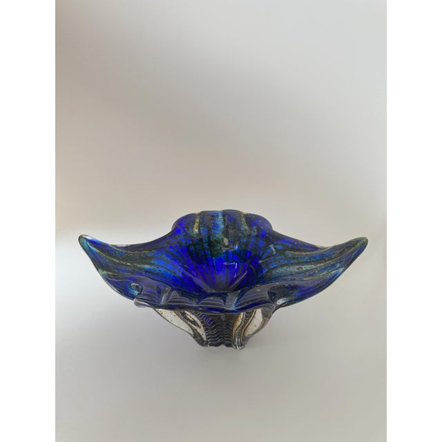 Glass Sculptural Cobalt Blue Art Glass Centerpiece Bowl from Egermann, 1980s For Sale - Image 7 of 18