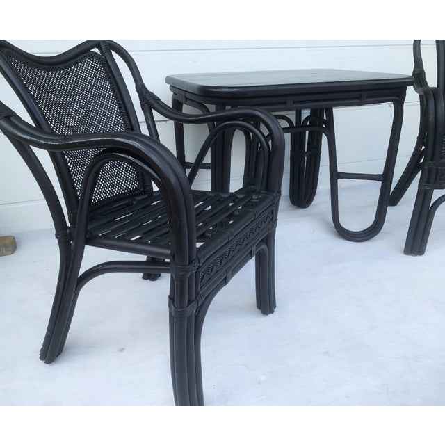 Rattan and Bamboo Table and Chairs Furniture Set, 1980s, Set of 4 For Sale - Image 12 of 18