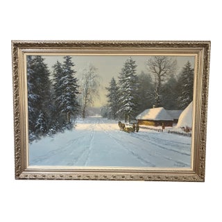 20th Century Oil on Canvas European School by Polish Artist Signed Framed Depicting Wooded Countryside For Sale