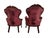 Superb pair of red velvet Kimball Furniture Reproductions Victorian style his and hers Quueen and King armchairs, both in...