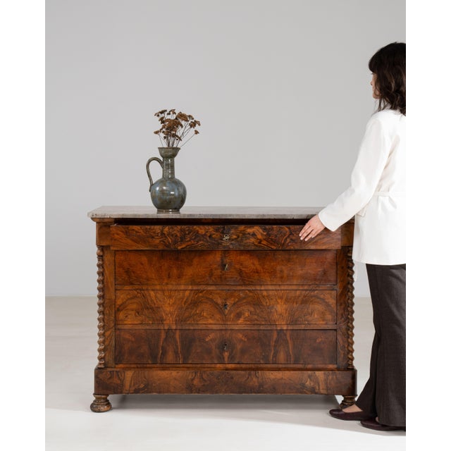 Biedermeier Marble-Top Chest of Drawers, Antique, France, Circa 1860 For Sale - Image 4 of 14
