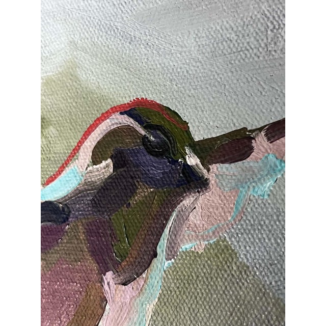 Figurative Gorilla Engineer, Coal Fire & Hummingbirds Unstretched Canvas Joni Wildman Oil Painting For Sale - Image 3 of 13