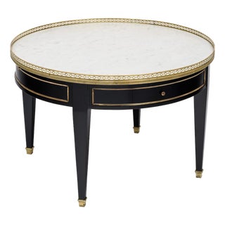 French Louis XVI Style Bouillotte Coffee Table With Carrara Marble For Sale