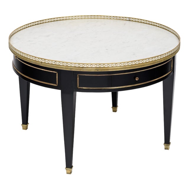 French Louis XVI Style Bouillotte Coffee Table With Carrara Marble For Sale