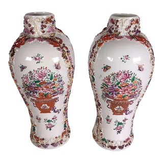 Antique Chinese Export Porcelain Vases With Mice - a Pair For Sale
