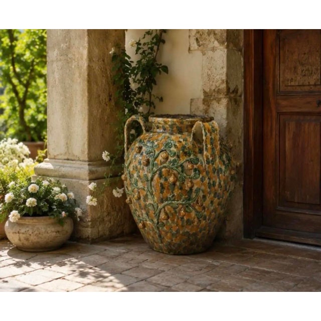 Vintage Italian Majolica Three-Armed Pear Planter Vase For Sale - Image 12 of 12