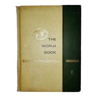 Circa 1980s World Book Encyclopedia Single Volume E: Navy Aristocrat Leatherette With Gilt Accents for Hotel Library Styling For Sale