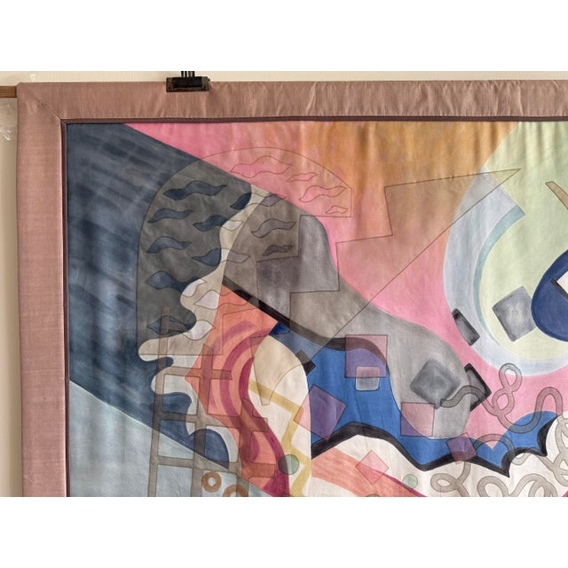 Layered Silk Tapestry Painting by French Artist, Marie Luare-Ilie, 1980s For Sale - Image 4 of 16
