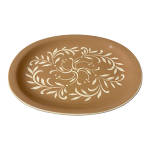 1950s Harker Pottery Tan and White Floral Oval Platter