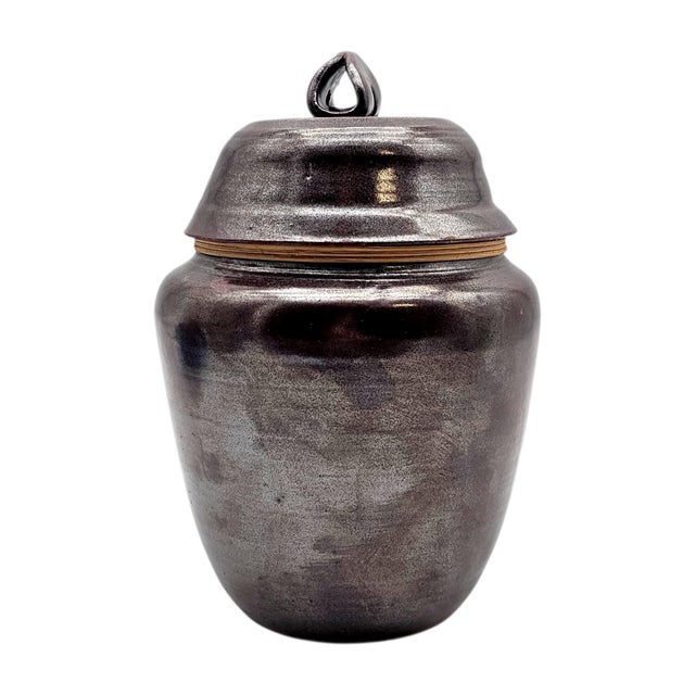Japanese Studio Pottery Mingei Tenmoku Glazed Tea Storage Jar 9" For Sale - Image 13 of 14