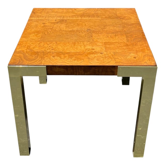 Mid Century Burl End Table. Milo Baughman Style For Sale