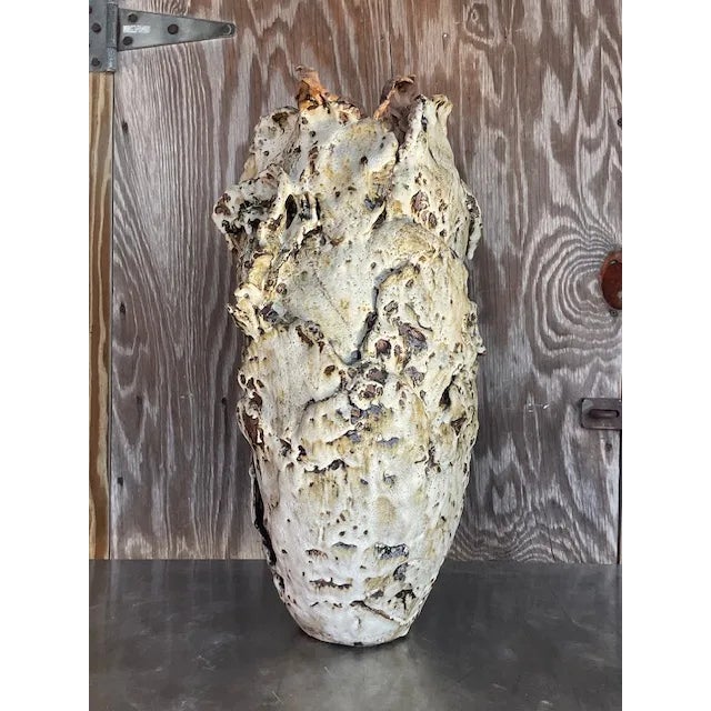 Vintage Brutalist Sculptural Studio Pottery Vase For Sale - Image 4 of 10