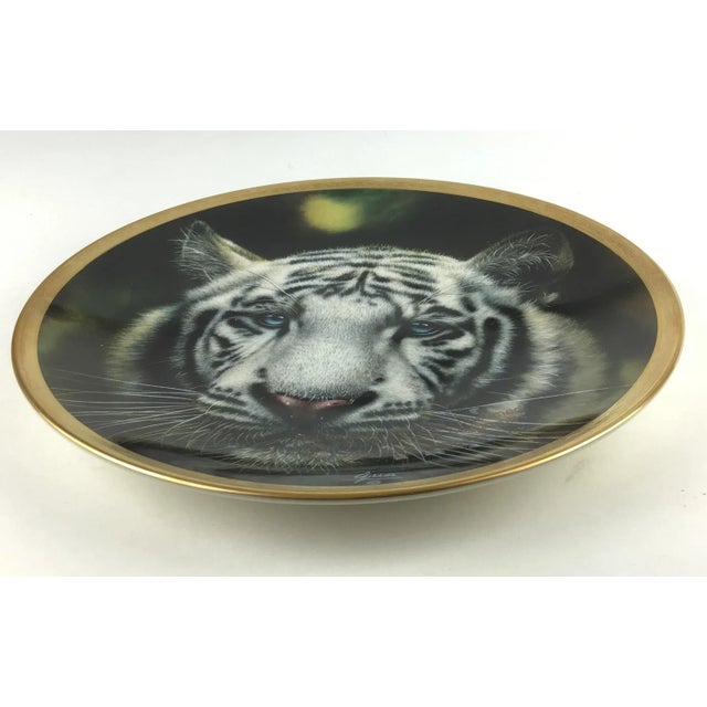 Lenox Vintage 1993 Porcelain Plate of White Tiger Signed Lenox For Sale - Image 4 of 10