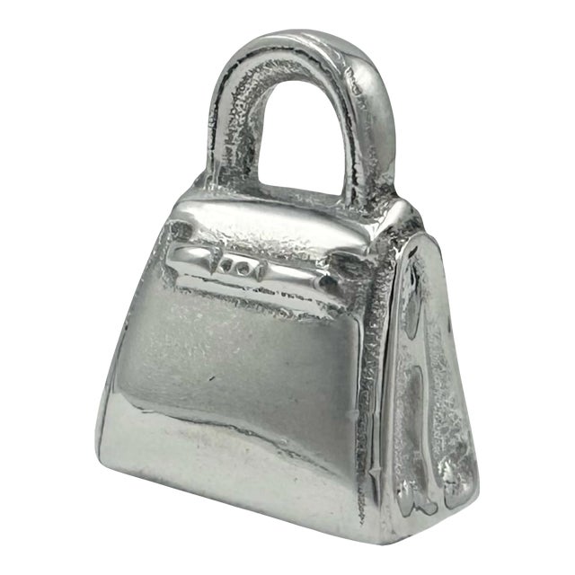 Vintage Miniature Silverplate Handbag Purse Paperweight For Sale