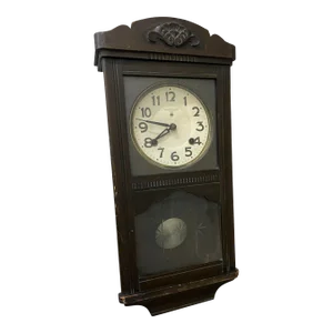Vintage Traditional Mahogany Wall Clock With Handcarved Details