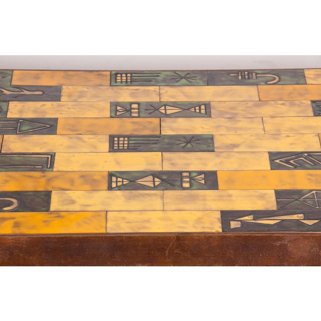 1950s Coffee Table in Glazed Ceramic with Steel Base by Jean Garbero for Vallauris, 1950s For Sale - Image 5 of 16