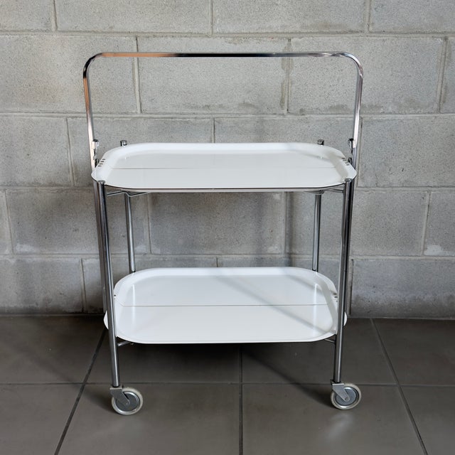 Chromed Metal Folding Bar Cart, 1970s For Sale - Image 4 of 11