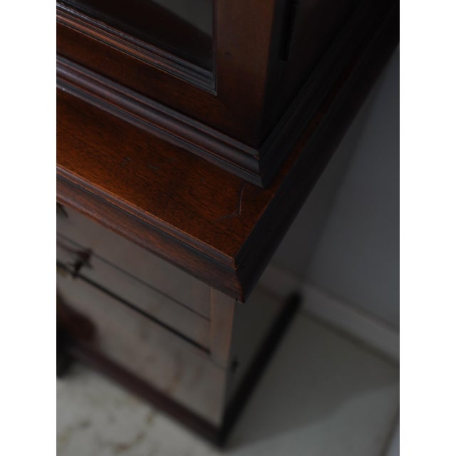 Vintage Mahogany 4 Door Breakfront China Cabinet For Sale - Image 12 of 16