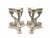 Striking pair of vintage Neoclassical pedestal bases with sculptural dolphin and scrolling motifs. Each base features a...