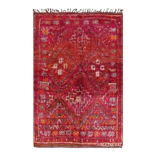 Nazmiyal Collection Geometric Folk Art Vintage Moroccan Rug For Sale