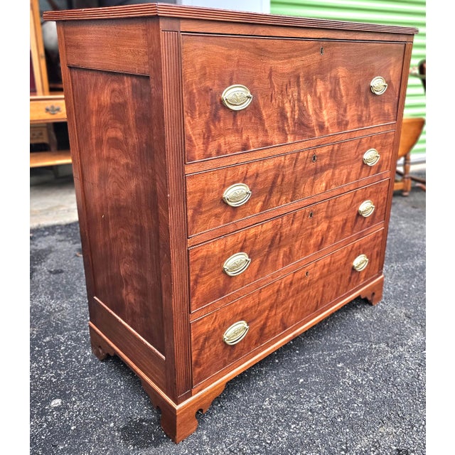 19th Century Federal Curly Tiger Figured Walnut Butler's Fall Front Desk For Sale - Image 12 of 12