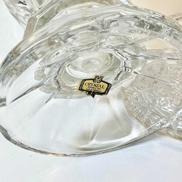 Mid-Century Boho Chic Hollywood Regency Yugoslavia Crystal Urn With Raised Flora Design. For Sale - Image 12 of 13