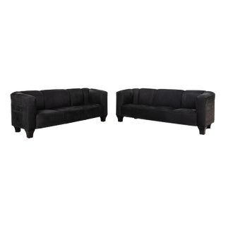 Black Leather 2-Seater Sofas from Wittmann, Set of 2 For Sale