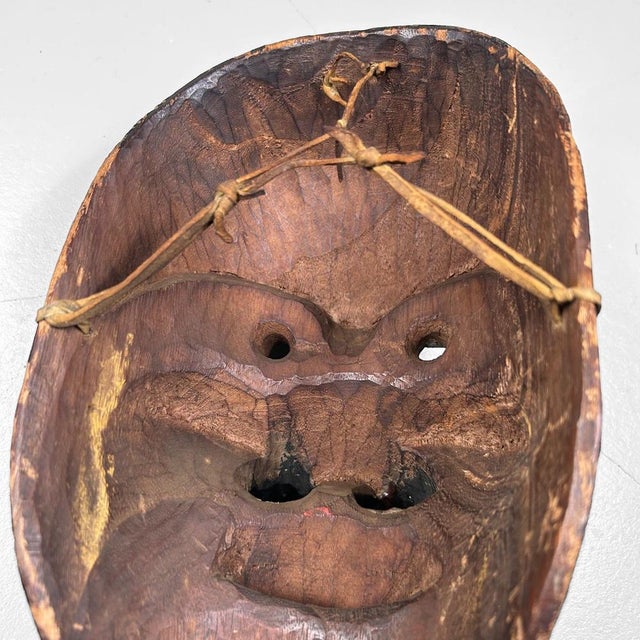Forest Green Antique Japanese Noh Theater Mask For Sale - Image 8 of 18