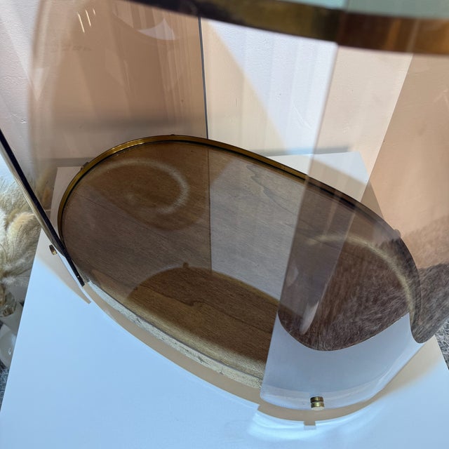 Metal Italian Space Age Serving Trolley in Acrylic and Brass, 1968 For Sale - Image 7 of 18