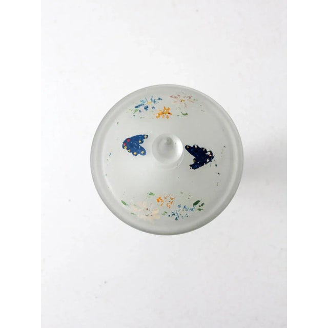 Vintage Painted Satin Glass Candy Dish For Sale - Image 4 of 9